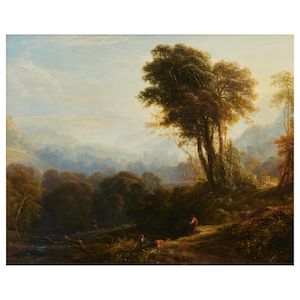 Anthony Vandyke Copley Fielding POWS (British, 1787-1855) Distant view of Rievaulx Abbey, near Helmsley, Yorkshire