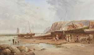 Alfred Pollentine (British, 1836-1890) On the coast, North Yorkshire
