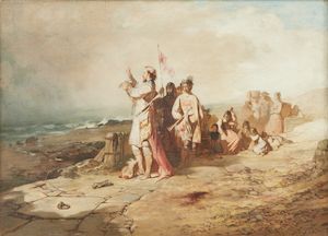 John Ritchie (British, active 1844-1875) King Canute commanding the waves