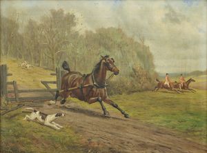 Samuel Joseph Clark (British, 1834-died circa 1912) A runaway horse joining the hunt