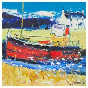 John Lowrie Morrison (British, born 1948) 'Morning Light - Puffer at Easdale Island'