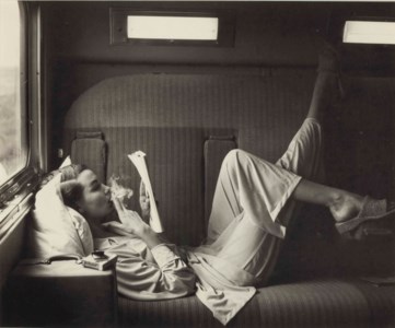 Southwest Passage - Sunset Pink, model unknown, pajamas by Kicker Nick, for ' Harper's Bazaar' , c. 1950