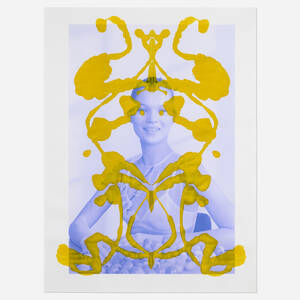 Kate Moss Rorschach (Yellow on Blue)