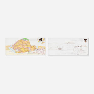 Two envelopes with original drawings