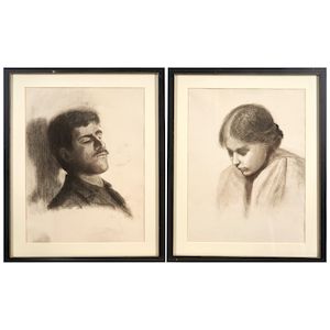 Harriet Randall Lumis (1870-1953) Two Charcoal Drawings