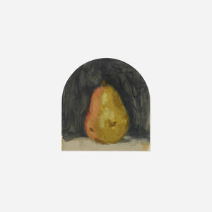 Pear on Table Against a Black Background, Arched