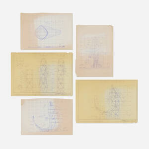 Collection of five blueprints for the Fishdance restaurant, Kobe, Japan