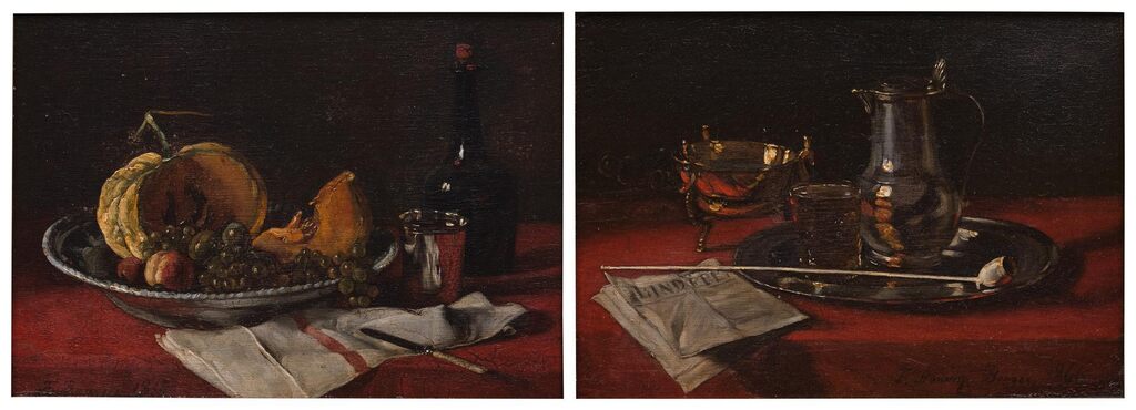 Still Life with Melon (Le plat rempli de fruits); Still Life with Pipe (Le Pot d'étain)
