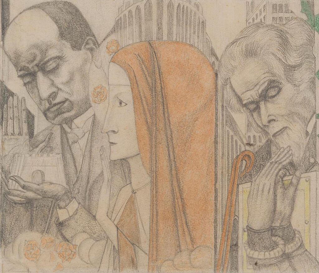 Le Sacrifice / L'Offrande avec l'autoportrait de l'artiste