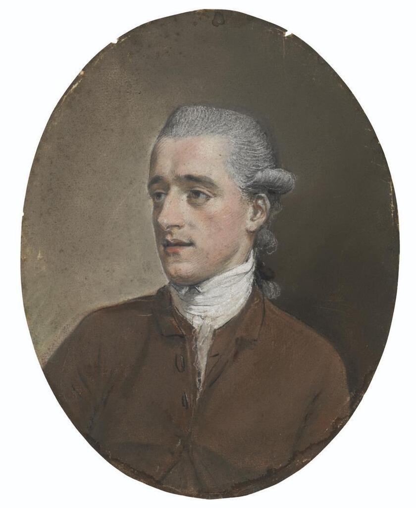 Portrait of a gentleman, half-length turned to the left, wearing a brown coat and a white stock