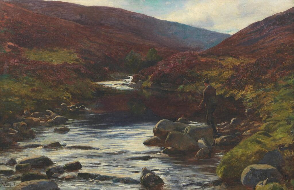 Fishing by a highland river