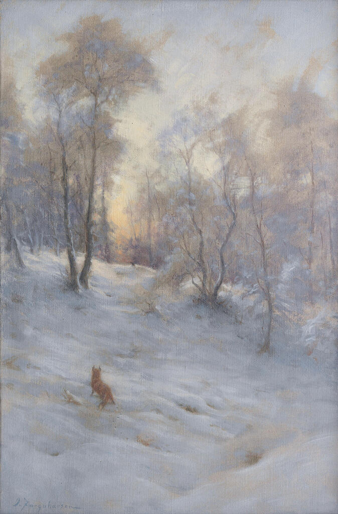 Fox and pheasant in snow