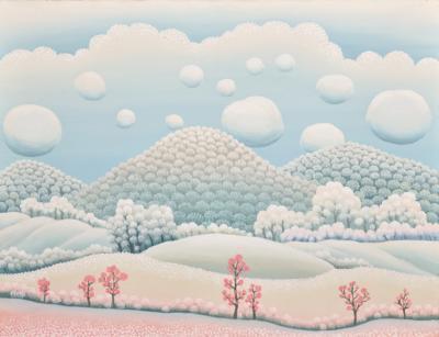 Inverno con alberi rossi
