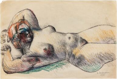 Femme nue allongée, les bras derrière la tête