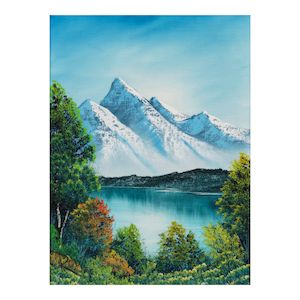 Bob Ross (1942-1995) Untitled (Mountain Lake Landscape) 24 x 18 in. (61 x 45.7 cm.) (Painted in 1994.)