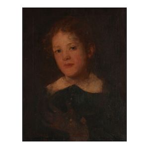 Carl von Marr (1858-1936) Portrait of Sister Selma 21 x 16 1/2 in. (53.3 x 41.9 cm.) (Painted in 1880.)