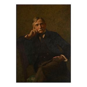 Frank Vincent Dumond (1865-1951) Portrait of Henry Barrows 35 1/4 x 25 1/4 in. (89.6 x 64.1 cm.) (Painted in 1908.)