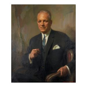 Everett Raymond Kinstler (1926-2019) Seated Portrait of Aubrey Lanston, Former Secretary of the Treasury 36 x 30 in. (91.4 x 76.2 cm.) (Painted in 1965.)