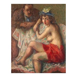 Moses Soyer (1899-1974) Proposition 20 x 16 1/4 in. (50.8 x 41.3 cm.) (Painted in 1942.)
