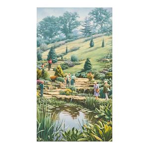 Terry Rodgers (born 1947) Hillside Garden 84 1/8 x 48 1/8 in. (213.7 x 122.2 cm.) (Painted in 1989.)