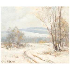 Olive Parker Black (1868-1948) Winter Landscape 10 x 11 3/4 in. (25.4 x 29.8 cm.)