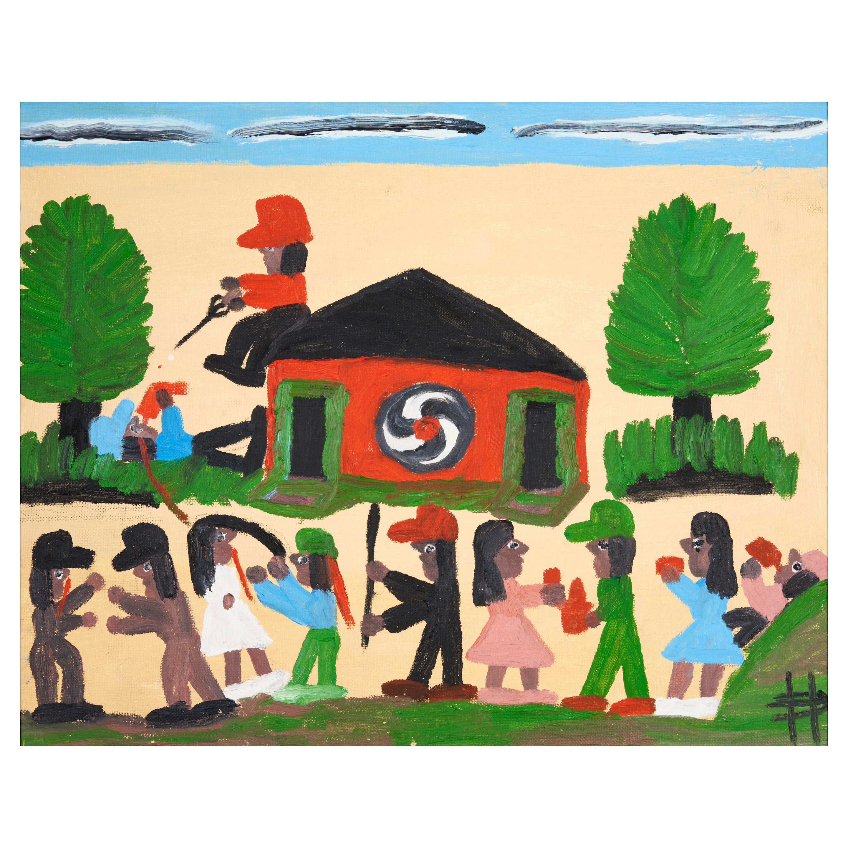 Clementine Hunter (1887-1988) Saturday Night 16 x 20 in. (Painted in 1983.)