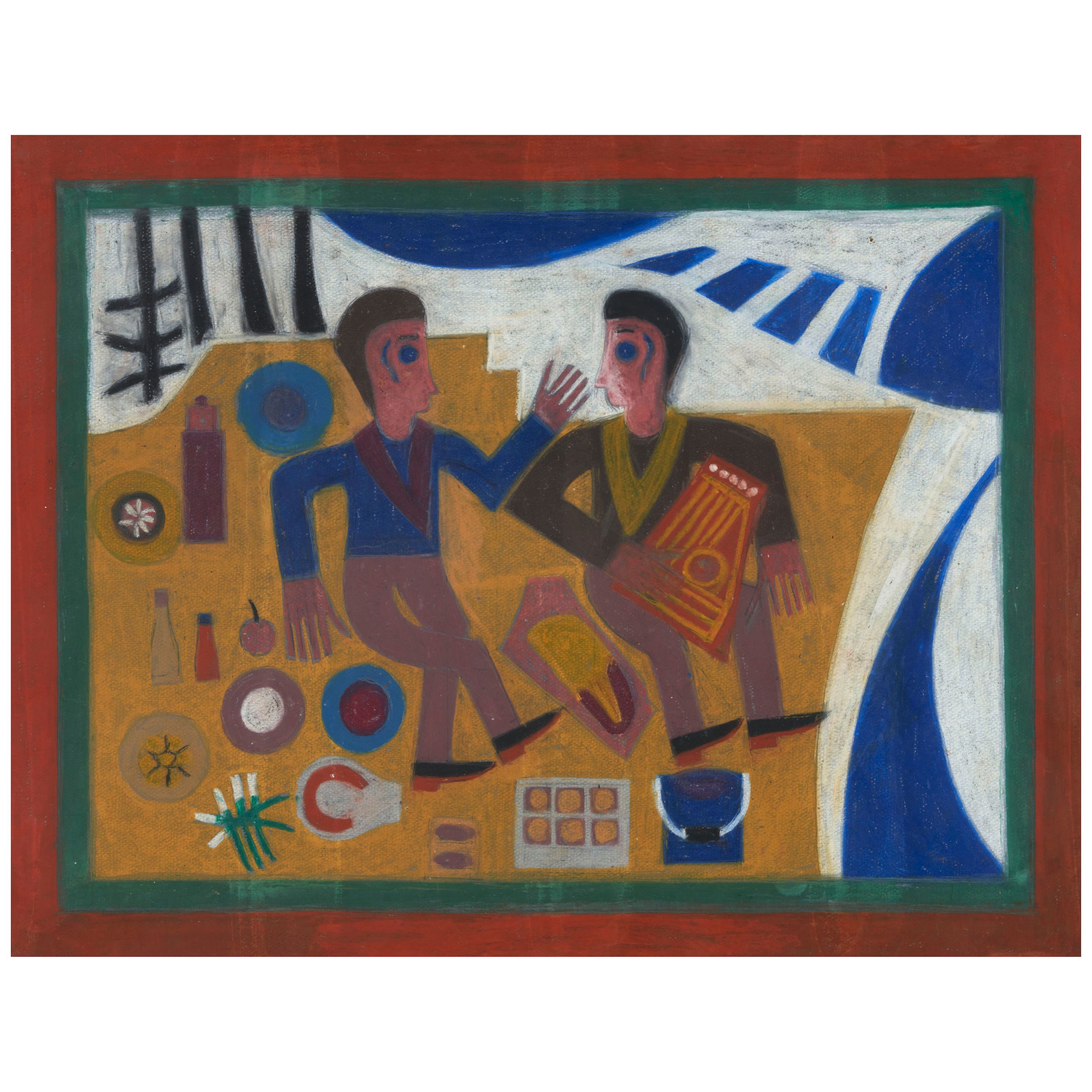 Eddie Arning (1898-1992) Picnick, c. 1975