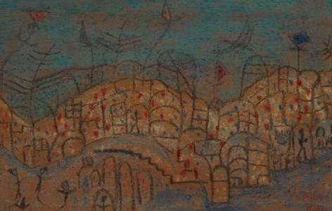 Paisaje de pueblo con casas