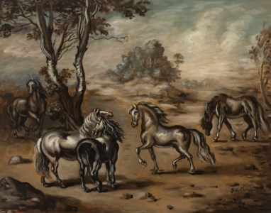 Giorgio de Chirico, Cavalli in un paese