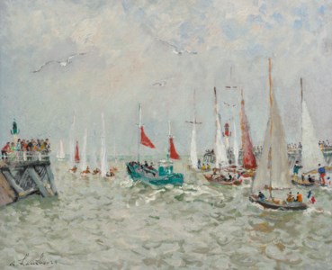 Andre Hambourg, Le bateau de pêche vert aux voiles rouges