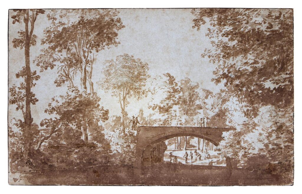 A View by the Tuchthuis, Antwerp, with a Bridge Across a River in a Woodland