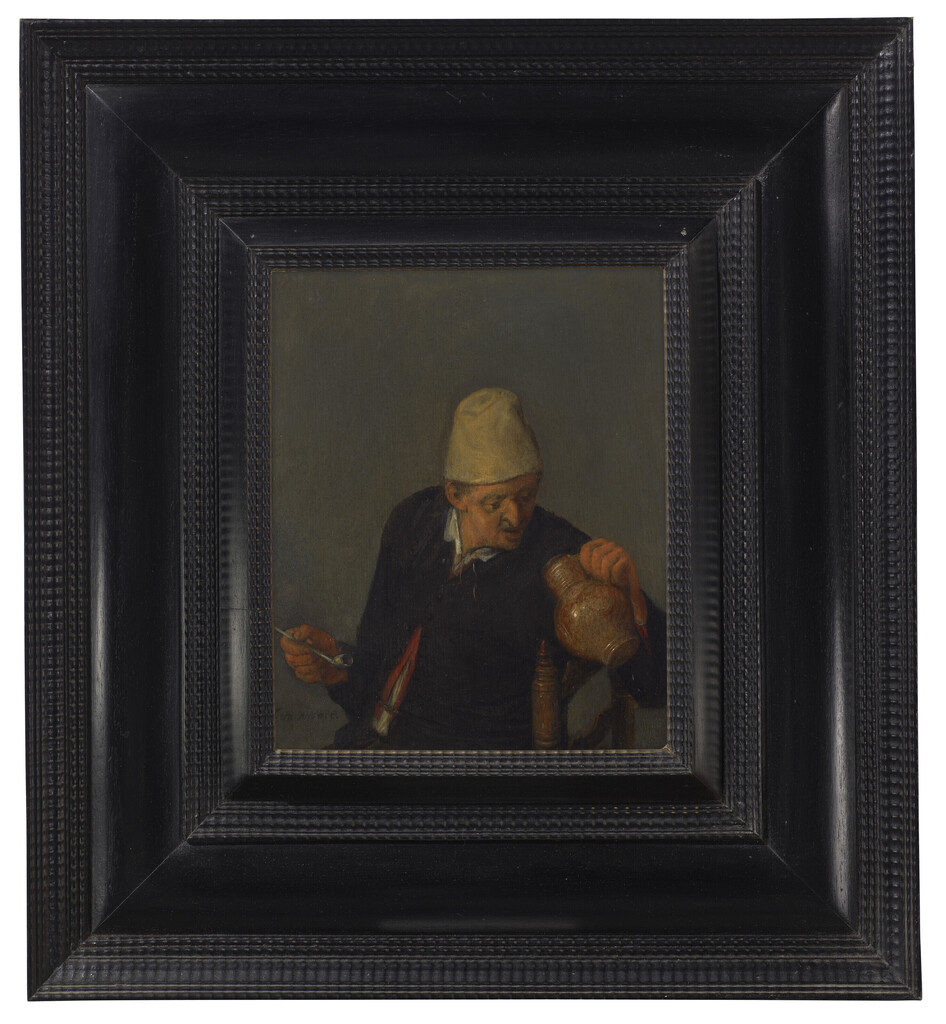 A peasant holding a jug and pipe