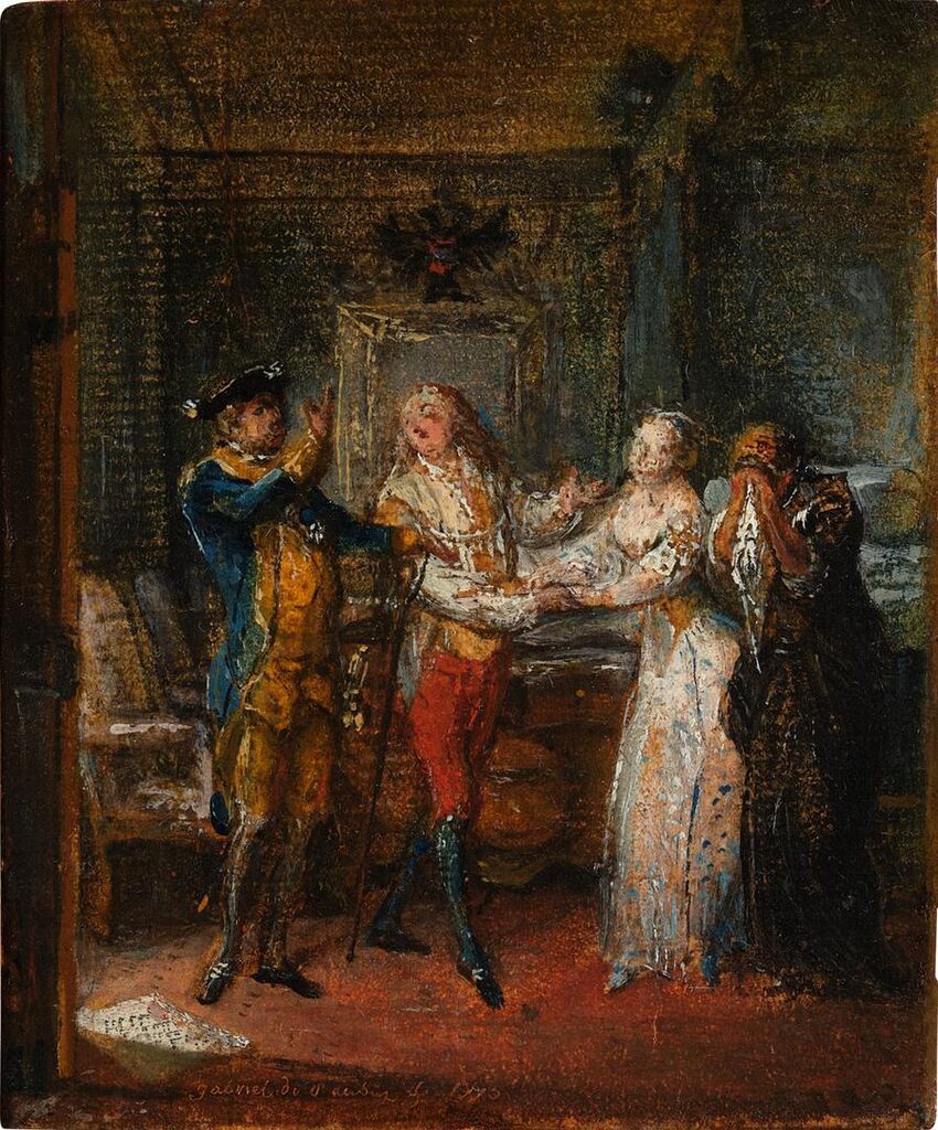 Dorimel Bidding Farewell to His Wife and Her Parents before His Execution: An Illustration for Le Déserteur by Louis-Sébastien Mercier