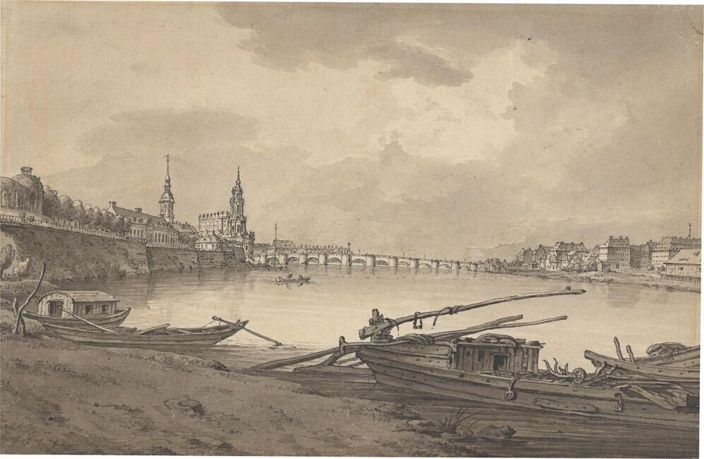 View of Dresden with Augustus Bridge and court chapel