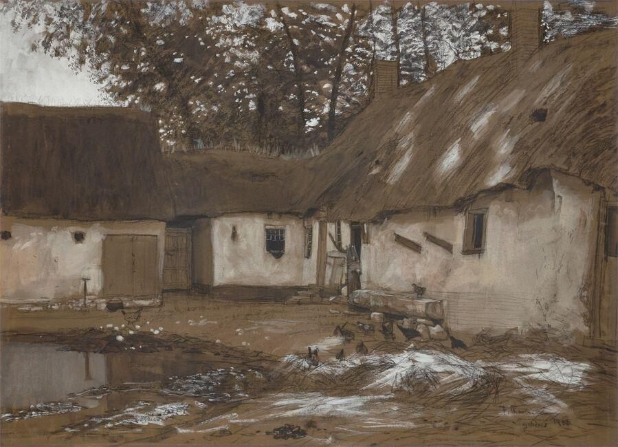 ”Hof einer Ferme (Picardie). Sonntagsruhe”