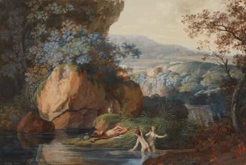 Southern Landscape with Sleeping Faun and Two Bathers