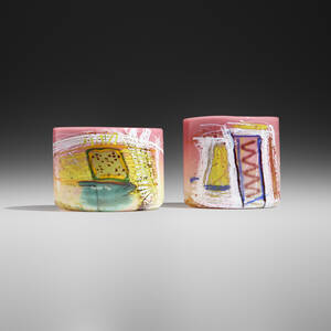 Peach Cylinder with Indian Blanket Drawing (two works)