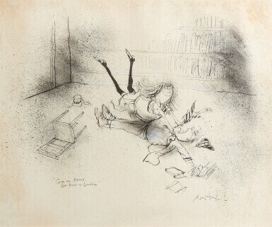 "Come on, Romeo, love knows no boundaries", pen and ink, framed and mounted