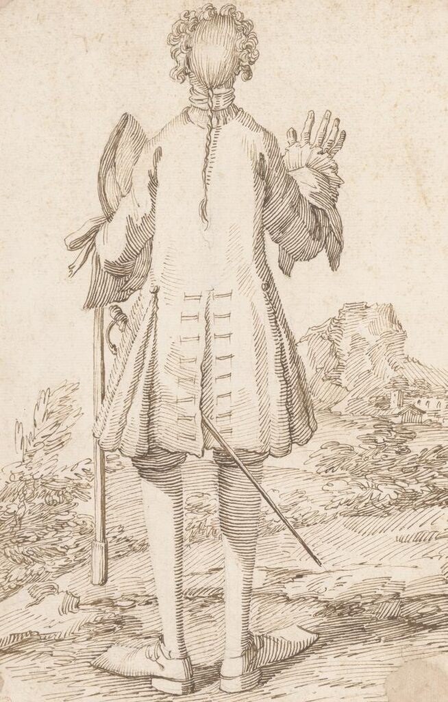 Caricature of a gentleman seen from behind