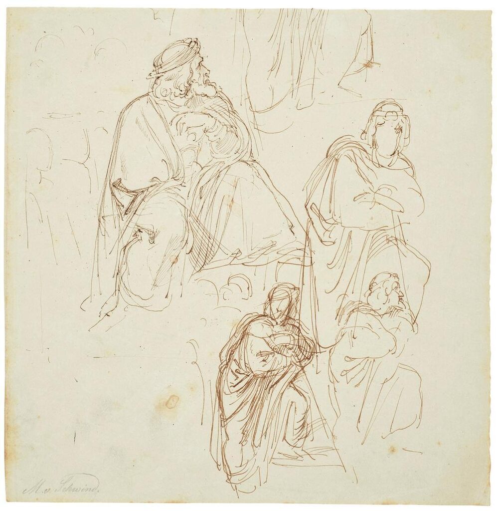Studies of a seated figure in The Singing Contest at the Wartburg
