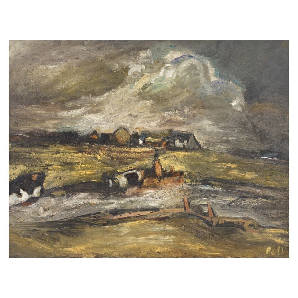 Woman and Cows on a Country Road