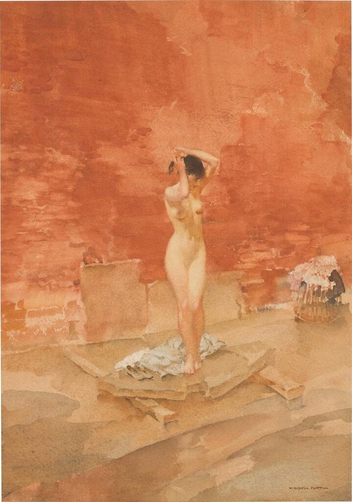 The red brick background