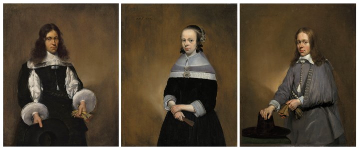 Portrait of a gentleman, three-quarter-length, in black; Portrait of a lady, three-quarter-length, in black, holding a fan; and Portrait of a gentleman, three-quarter-length, in grey