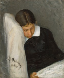 Portrait of Vera Repina, the artist's wife, reading