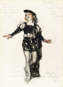 Costume design for 'Giselle': Vaslav Nijinsky as Comte Albrecht