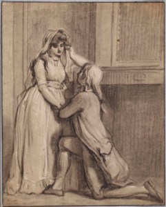 The proposal ( recto ); A tracing of the female figure ( verso )
