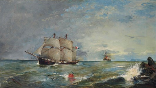 Marina. Veleros en el mar