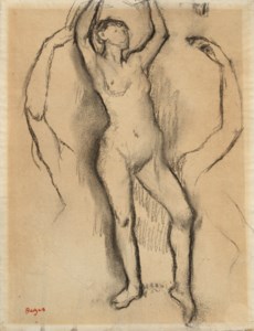 Femme nue debout - Étude de bras