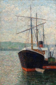 Steamer dans le port de Rouen ou Trois-mâts à quai
