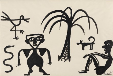 Figures with Palm Tree
